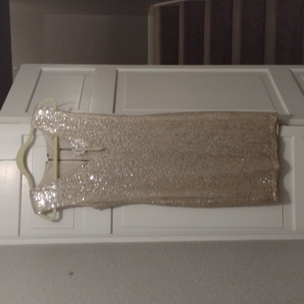 NWT Alice and Olivia champagne sequin v-neck dress